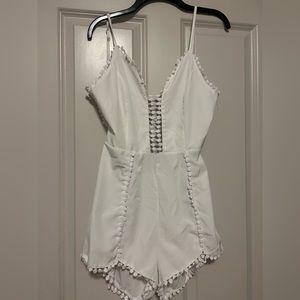 White S shorts romper